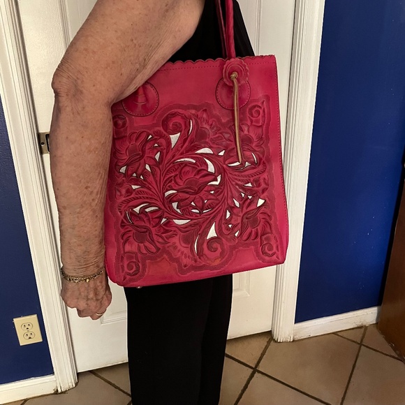 Patricia Nash Leather Handbag Cutout Adeline - Picture 2 of 9